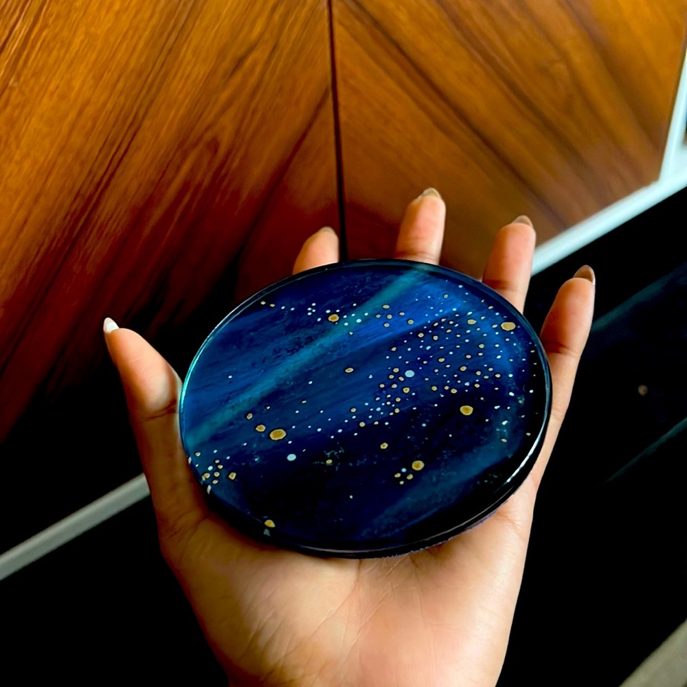 Blue and gold coasters